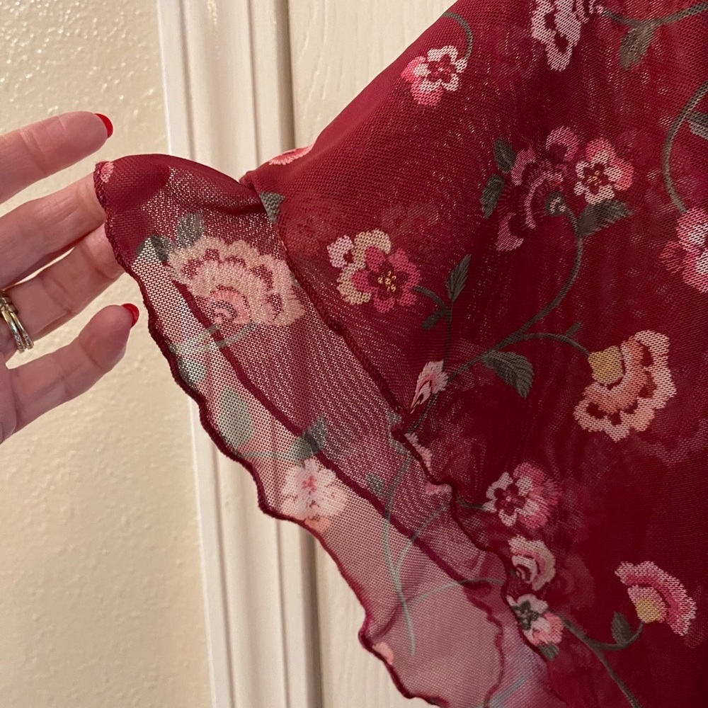 Lane Bryant Burgundy Floral Blouse - Picture 4 of 7